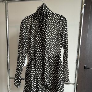 Ronny Kobo NEW WITH TAGS Carlotta polkadot tie mini dress
